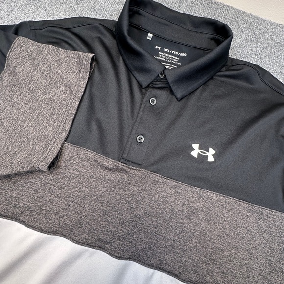 Under Armour Other - Under Armour Playoff Polo Mens‎ XXL Black Gray White Colorblock Golf Shirt Loose